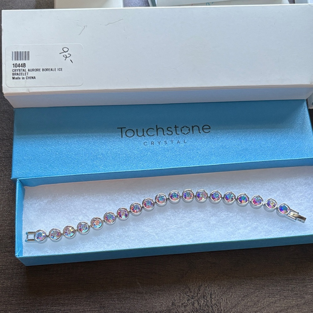Touchstone Crystal AB Silver Bracelet with Iridescent Accents